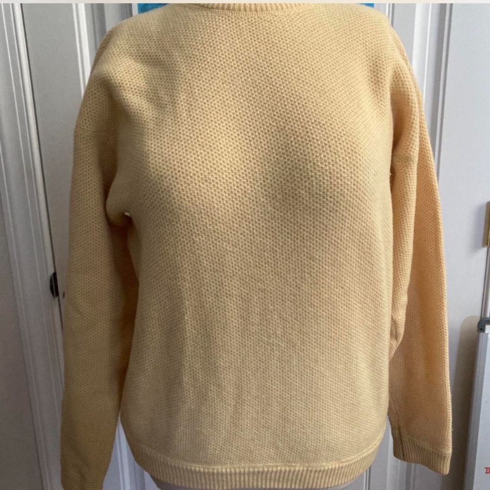Vintage Gap Men's Lambswool Knit Lemon Yellow Crewneck Sweater L